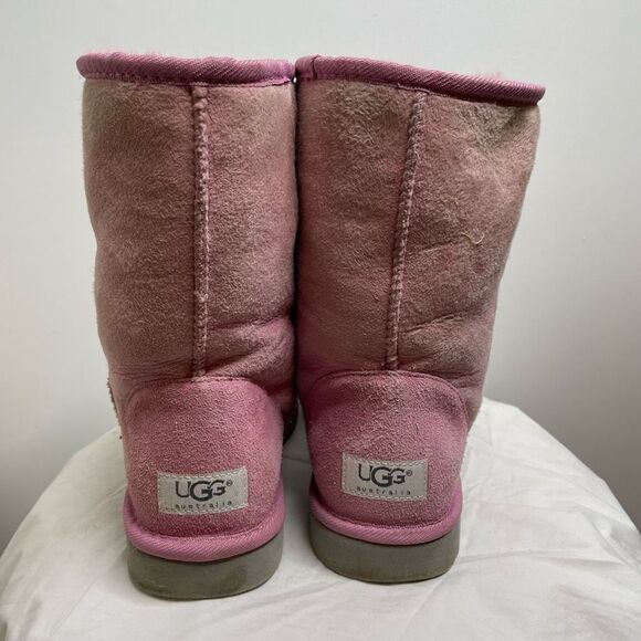 UGG Australia Classic‎ Short 5825 Leather Sheepskin Lined Winter Boots Pink 8 - Picture 5 of 11